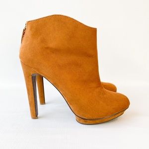 ZARA Stiletto Ankle Booties Brown Suede Size 38